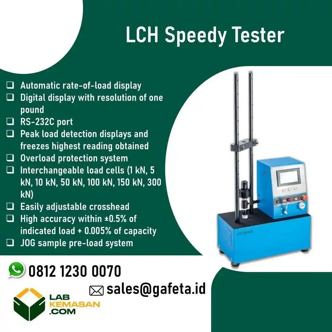 United Testing LCH “Speedy” Tester: Uji Tension & Compression Bench-Top