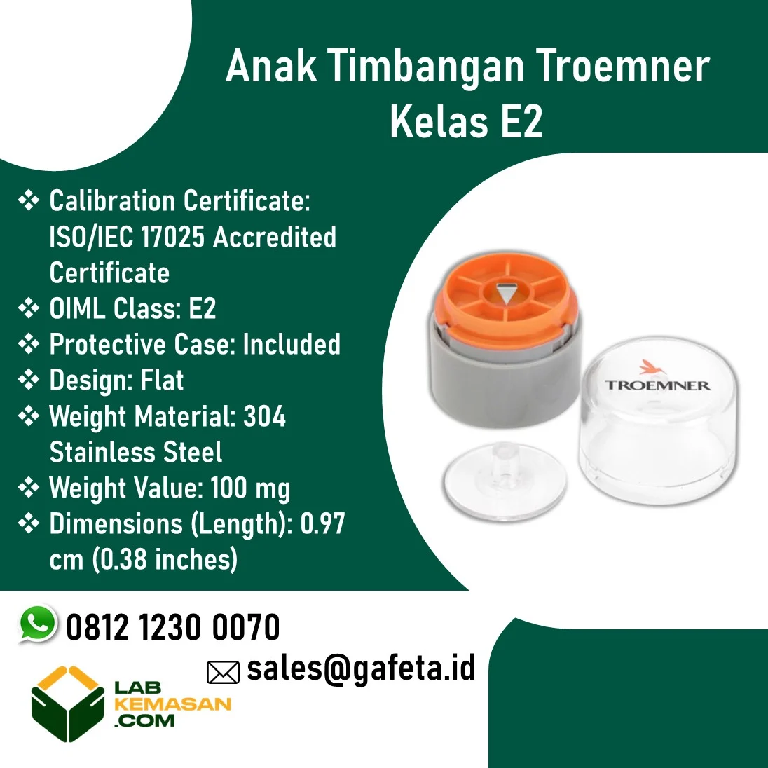 Jual Anak Timbangan Kelas E2 Troemner